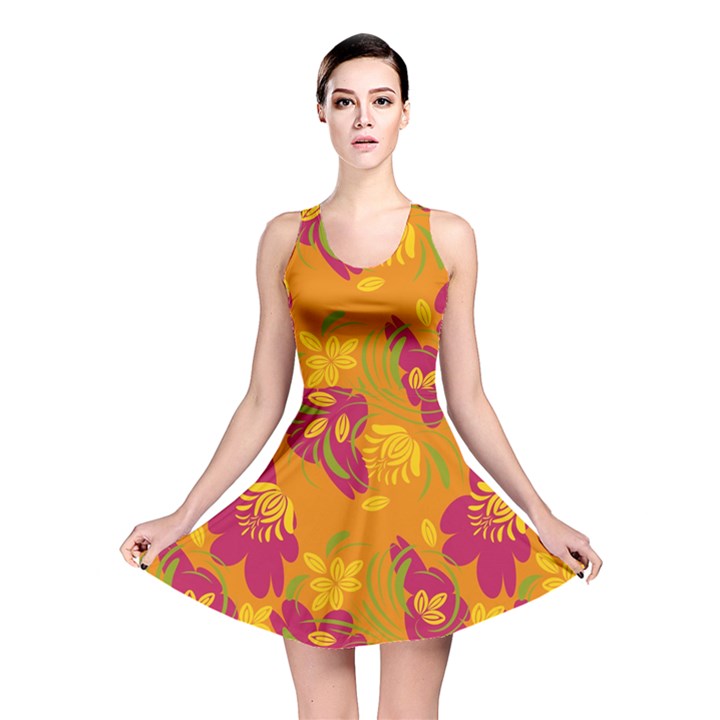 Folk floral pattern. Abstract flowers print. seamless pattern Reversible Skater Dress