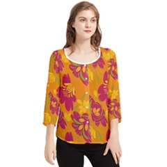 Folk Floral Pattern  Abstract Flowers Print  Seamless Pattern Chiffon Quarter Sleeve Blouse by Eskimos