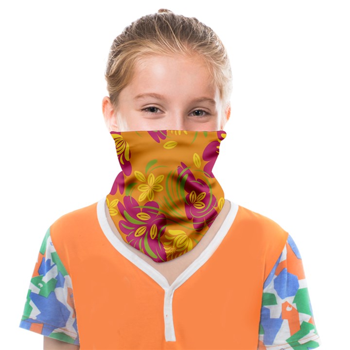 Folk floral pattern. Abstract flowers print. seamless pattern Face Covering Bandana (Kids)