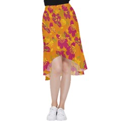 Folk Floral Pattern  Abstract Flowers Print  Seamless Pattern Frill Hi Low Chiffon Skirt