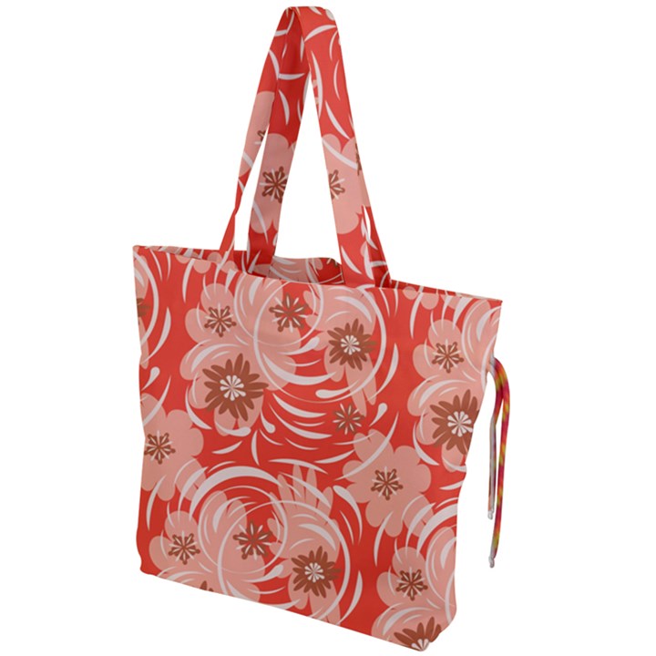 Folk floral pattern. Abstract flowers print. seamless pattern Drawstring Tote Bag