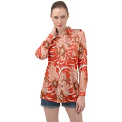 Folk Floral Pattern  Abstract Flowers Print  Seamless Pattern Long Sleeve Satin Shirt