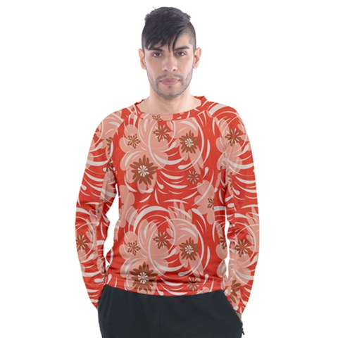 Folk Floral Pattern  Abstract Flowers Print  Seamless Pattern Men s Long Sleeve Raglan Tee by Eskimos