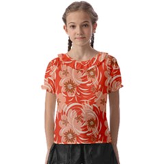 Folk Floral Pattern  Abstract Flowers Print  Seamless Pattern Kids  Frill Chiffon Blouse