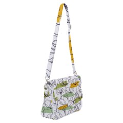 Flower Line Art Color Seamless Pattern Shoulder Bag With Back Zipper