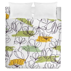 Flower Line Art Color Seamless Pattern Duvet Cover Double Side (queen Size) by Kizuneko