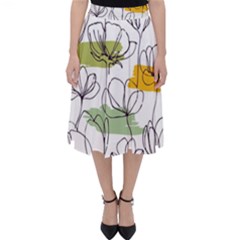 Flower Line Art Color Seamless Pattern Classic Midi Skirt by Kizuneko