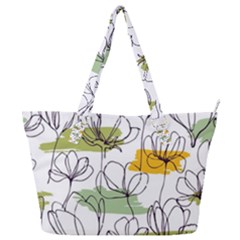 Flower Line Art Color Seamless Pattern Full Print Shoulder Bag by Kizuneko