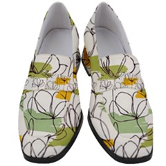 Flower Line Art Color Seamless Pattern Women s Chunky Heel Loafers