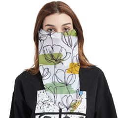 Flower Line Art Color Seamless Pattern Face Covering Bandana (triangle)