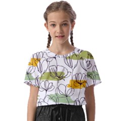 Flower Line Art Color Seamless Pattern Kids  Basic Tee