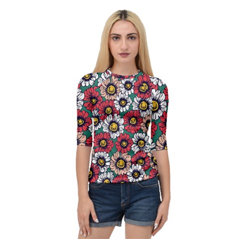 Daisy Colorfull Seamless Pattern Quarter Sleeve Raglan Tee by Kizuneko