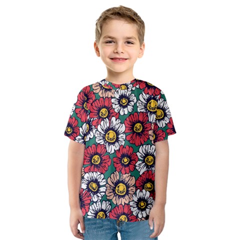 Daisy Colorfull Seamless Pattern Kids  Sport Mesh Tee by Kizuneko