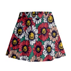 Daisy Colorfull Seamless Pattern Mini Flare Skirt by Kizuneko