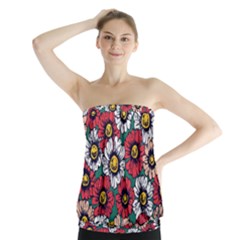 Daisy Colorfull Seamless Pattern Strapless Top by Kizuneko