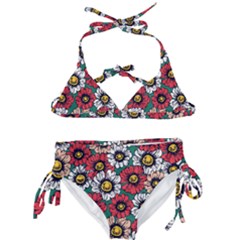 Daisy Colorfull Seamless Pattern Kids  Classic Bikini Set by Kizuneko