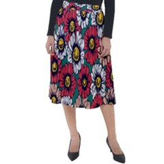 Daisy Colorfull Seamless Pattern Classic Velour Midi Skirt  by Kizuneko