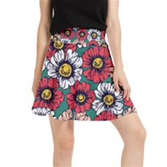 Daisy Colorfull Seamless Pattern Waistband Skirt by Kizuneko