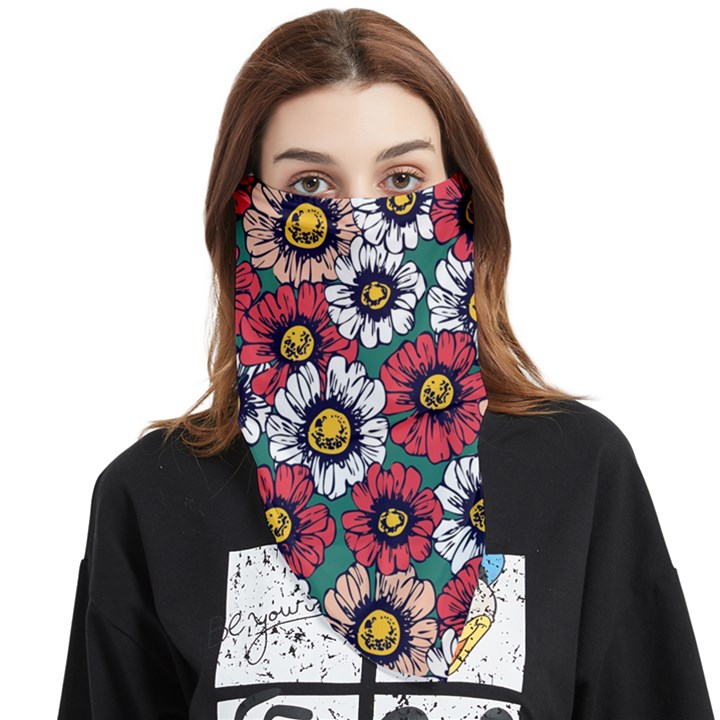 Daisy Colorfull Seamless Pattern Face Covering Bandana (Triangle)