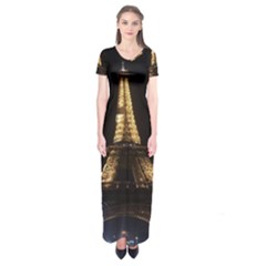 Tour Eiffel Paris Nuit Short Sleeve Maxi Dress by kcreatif