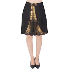 Tour Eiffel Paris Nuit Velvet High Waist Skirt by kcreatif