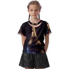 Tour Eiffel Paris Nuit Kids  Front Cut Tee by kcreatif