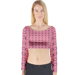 Circles On Pink Long Sleeve Crop Top by JustToWear