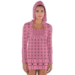 Circles On Pink Long Sleeve Hooded T-shirt by JustToWear