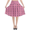 Circles on pink Flared Midi Skirt View1