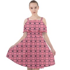 Circles On Pink Cut Out Shoulders Chiffon Dress by JustToWear