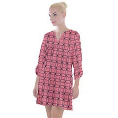 Circles On Pink Open Neck Shift Dress by JustToWear