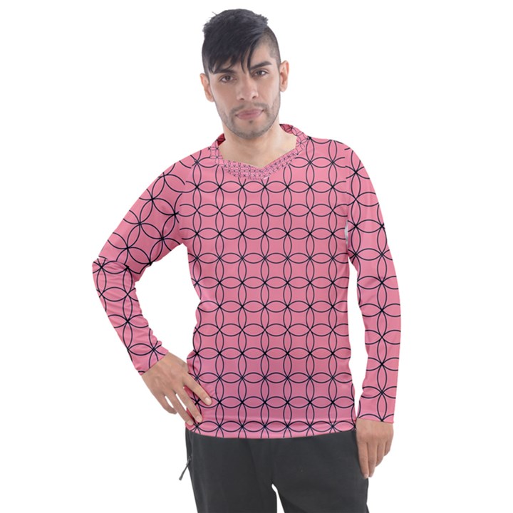 Circles on pink Men s Pique Long Sleeve Tee