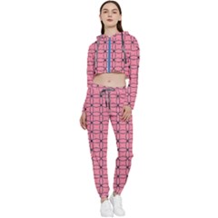 Circles On Pink Cropped Zip Up Lounge Set by JustToWear