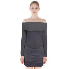 Beluga Grey Long Sleeve Off Shoulder Dress by FabChoice