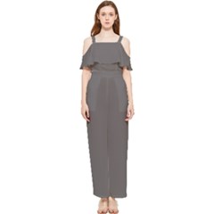 Carbon Grey Draped Sleeveless Chiffon Jumpsuit