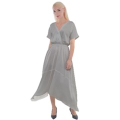 Chalice Silver Grey Cross Front Sharkbite Hem Maxi Dress by FabChoice