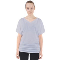 Cloudy Grey V-neck Dolman Drape Top by FabChoice