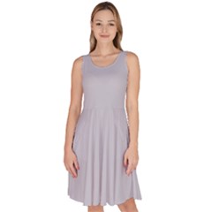 Cloudy Grey Knee Length Skater Dress With Pockets by FabChoice