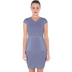 Cool Grey Capsleeve Drawstring Dress  by FabChoice