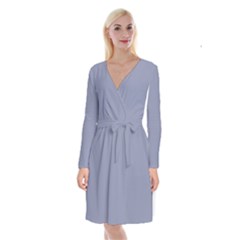 Cool Grey Long Sleeve Velvet Front Wrap Dress by FabChoice