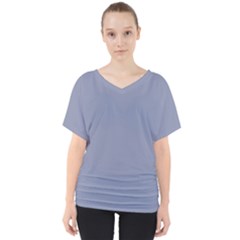 Cool Grey V-neck Dolman Drape Top by FabChoice