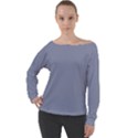 Cool Grey Off Shoulder Long Sleeve Velour Top View1