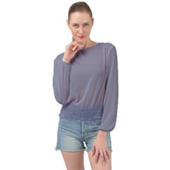 Cool Grey Banded Bottom Chiffon Top by FabChoice