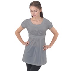 Drizzle Grey Puff Sleeve Tunic Top by FabChoice