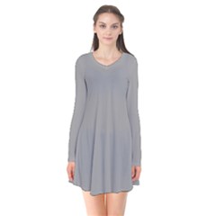 Drizzle Grey Long Sleeve V-neck Flare Dress