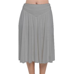 Drizzle Grey Velvet Flared Midi Skirt by FabChoice