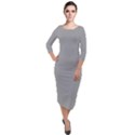 Drizzle Grey Quarter Sleeve Midi Velour Bodycon Dress View1