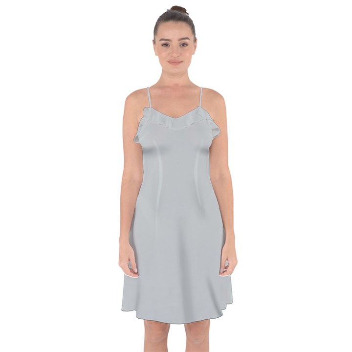 Glacier Grey Ruffle Detail Chiffon Dress