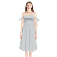 Glacier Grey Shoulder Tie Bardot Midi Dress