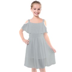 Glacier Grey Kids  Cut Out Shoulders Chiffon Dress by FabChoice